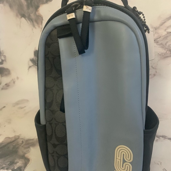 Coach Blue/black leather bag with monogrammed canvas details - Picture 2 of 4